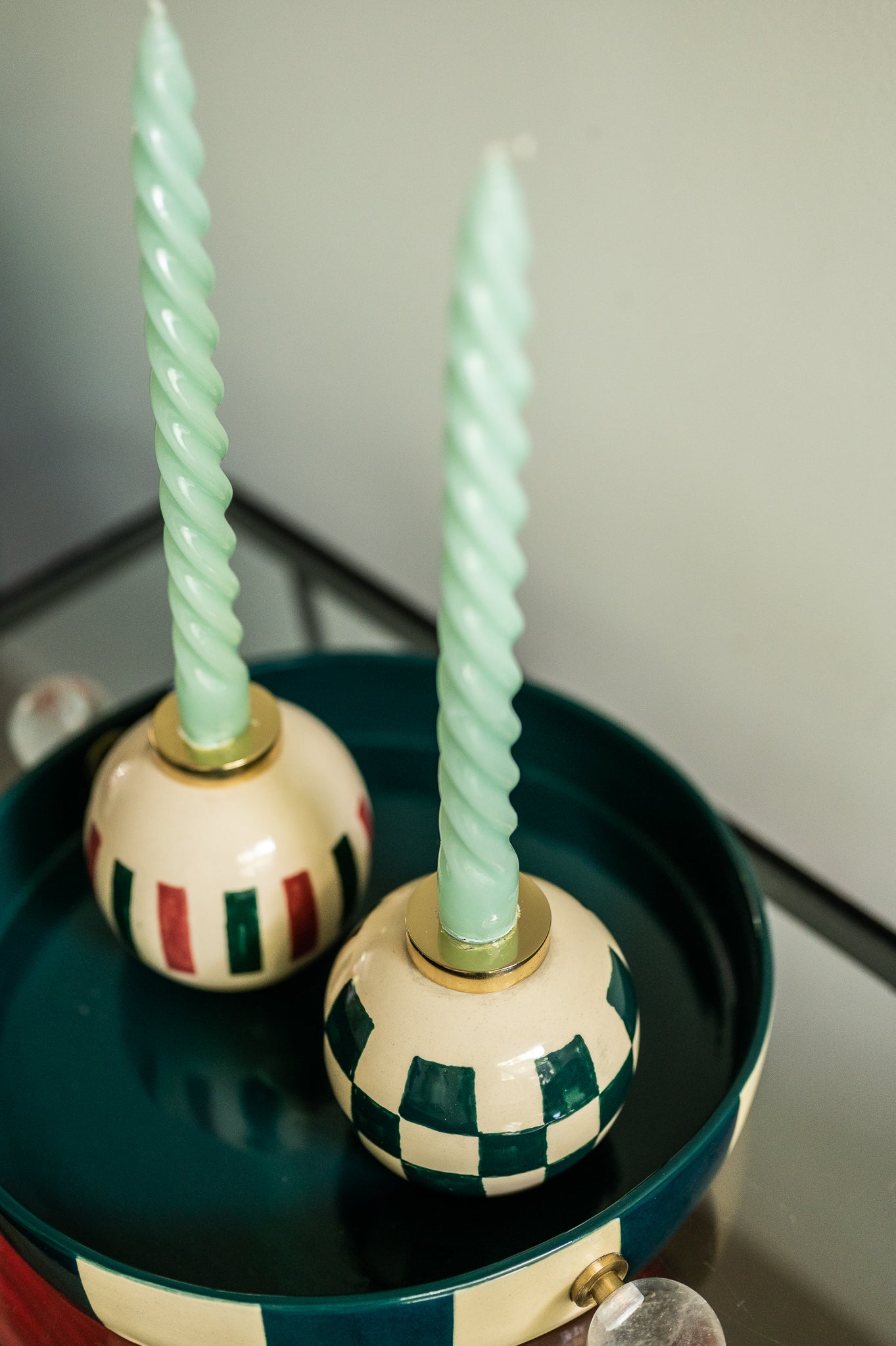 CASTIÇAL EM CERÂMICA XADREZ