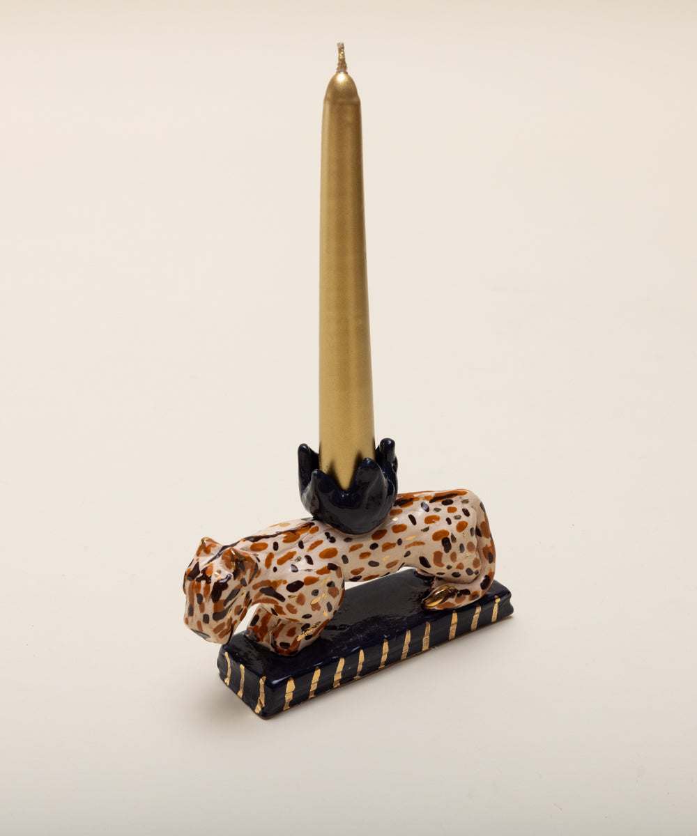 CASTIÇAL VELA LEOPARDO DIREITO