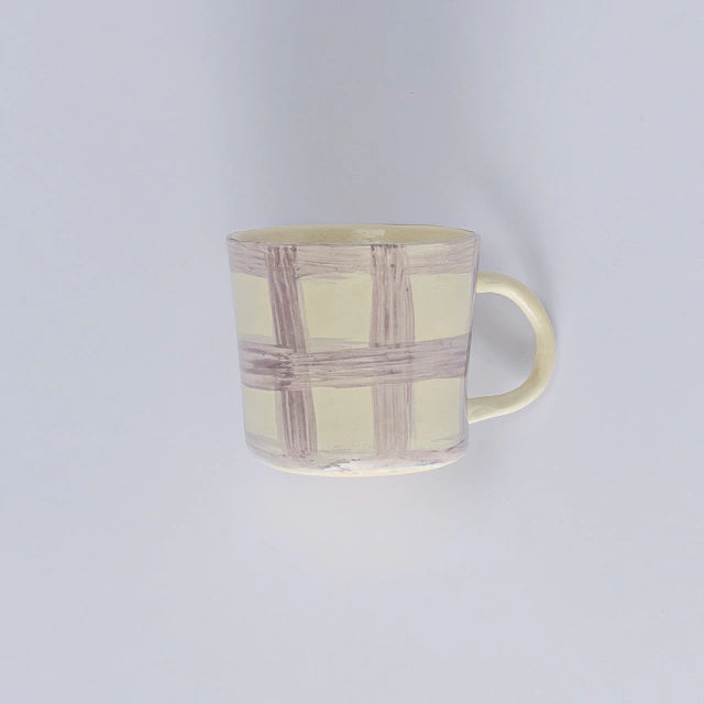 Caneca vichy lilas em ceramica