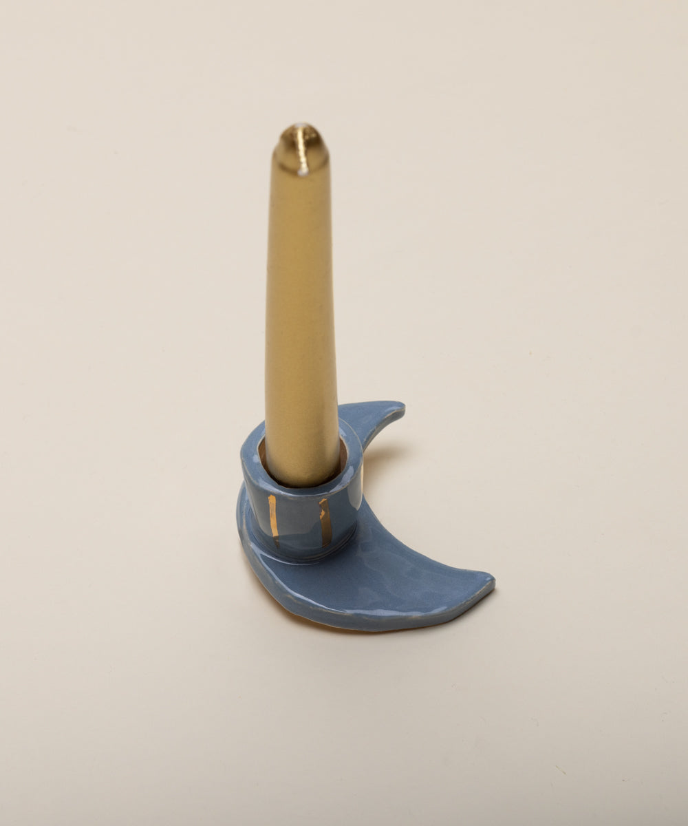 PORTA VELAS LUA AZUL CLARO