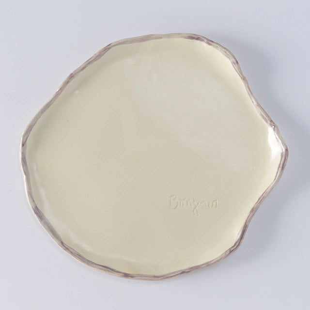 Prato sobremesa bonjour lilas em ceramica