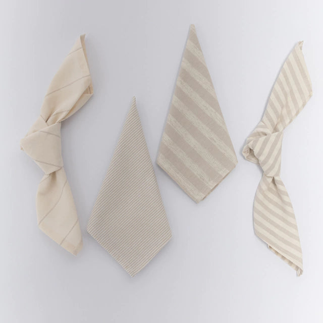 Set guardapos listrado bege e branco Welcome