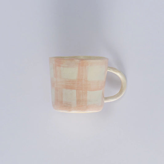 Caneca vichy rosa em cerâmica - 1 unidade
