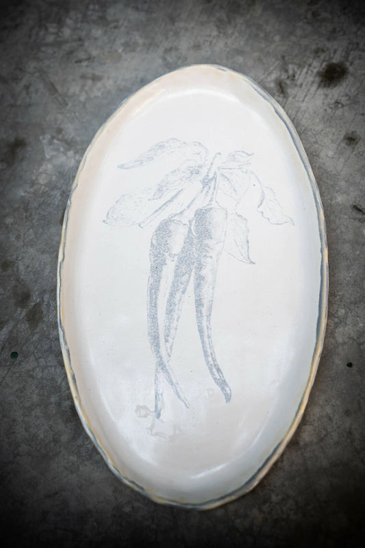 Prato oval - pimenta em cerâmica 30 cm