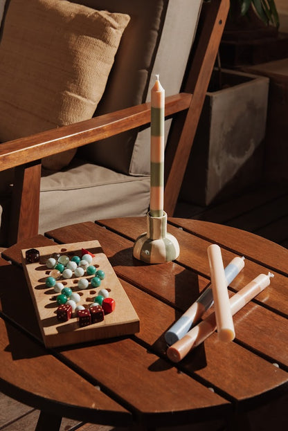 CASTIÇAL LISTRADO EM CERÂMICA – UNITÁRIO