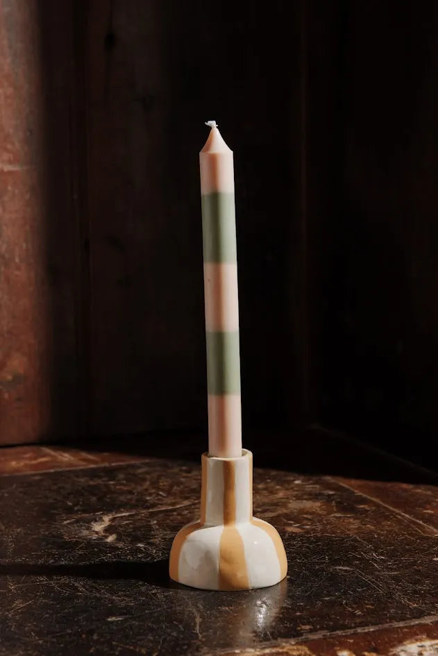 CASTIÇAL LISTRADO EM CERÂMICA – UNITÁRIO