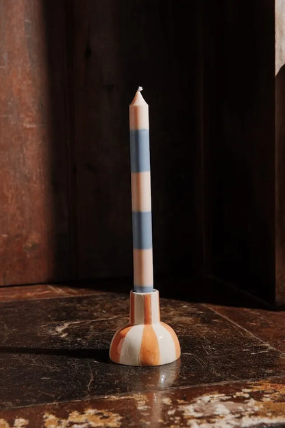 CASTIÇAL LISTRADO EM CERÂMICA – UNITÁRIO