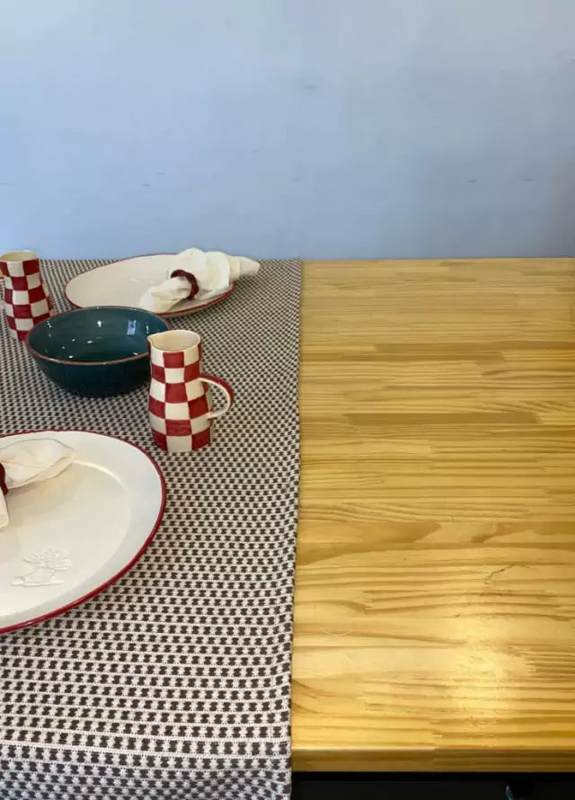 Caminho de mesa em algodao cru