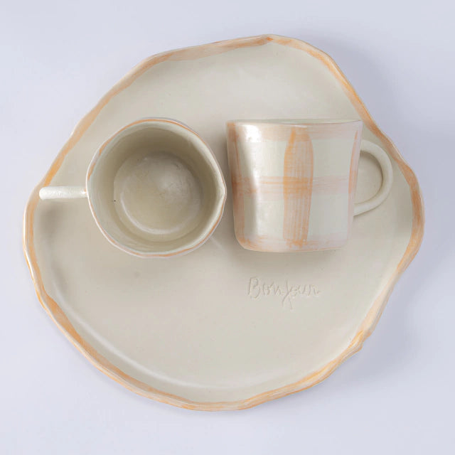 Caneca vichy laranja em ceramica