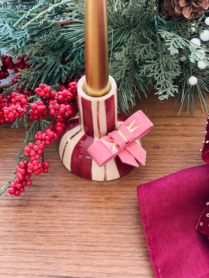 CASTIÇAL LAÇO ROSA