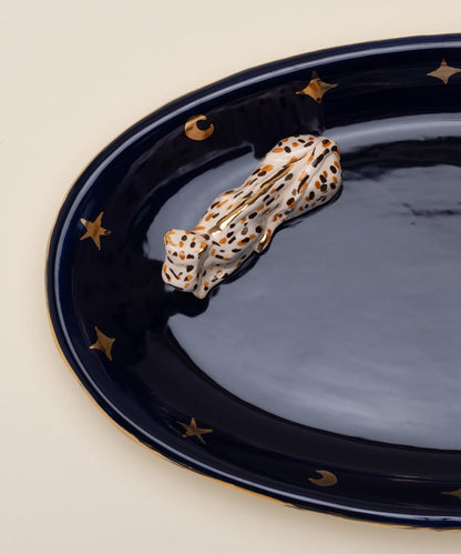 PRATO DE SERVIR LEOPARDO AZUL