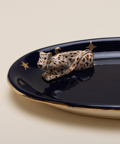 PRATO DE SERVIR LEOPARDO AZUL