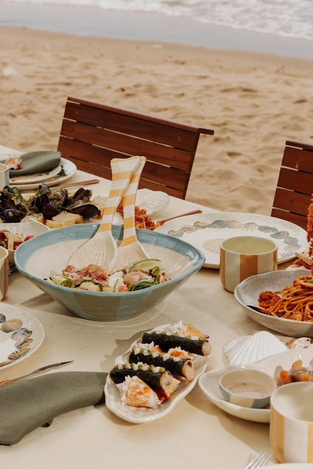SALADEIRA AZUL LISTRADA DE VERDE – UNITÁRIO