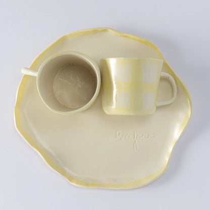 Caneca vichy amarelo em cerâmica - 1 unidade