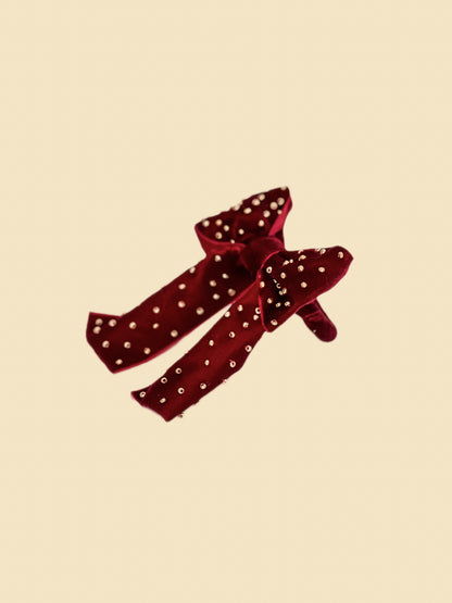 PORTA GUARDANAPOS LAÇO VELUDO BORDADO